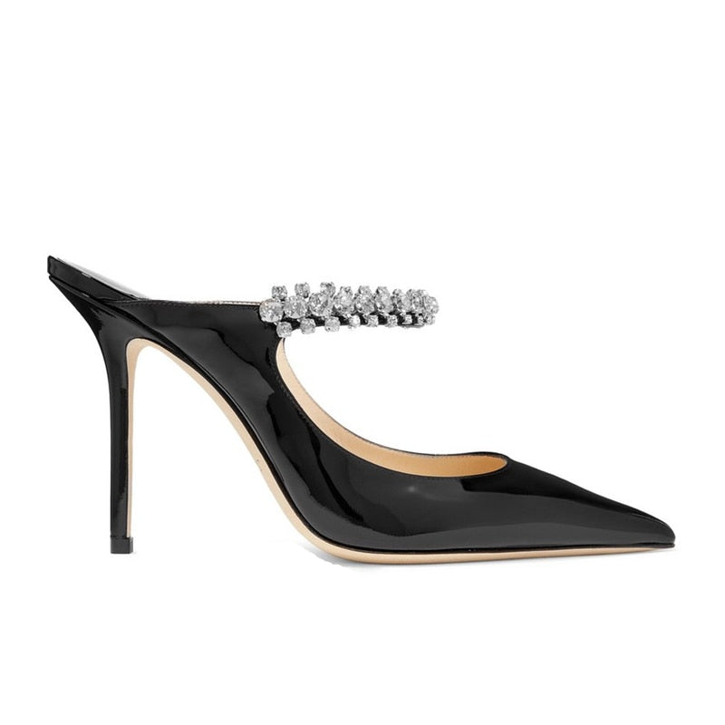 Rhinestone Sandals Women 2021 Summer Sandals Patent Leather