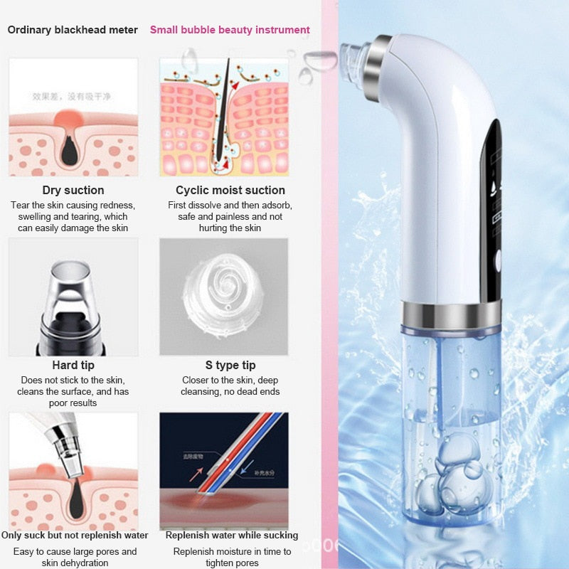 Electric Small Bubble Blackhead Remover USB Rechargeable Water Cycle Pore