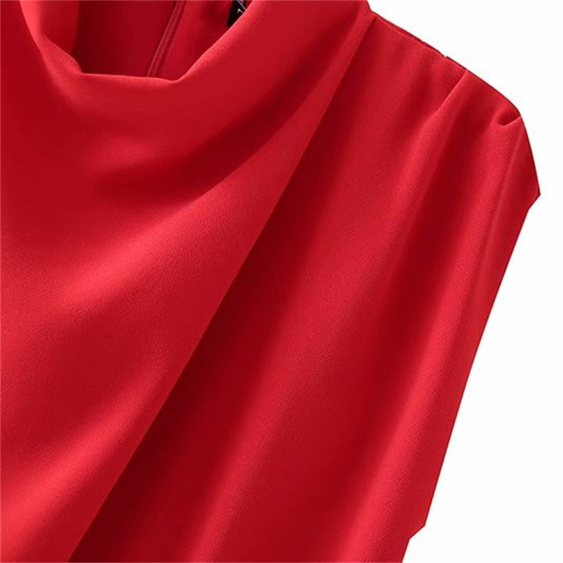 Women Turtleneck Sleeveless Playsuit 2021 Summer Fashion