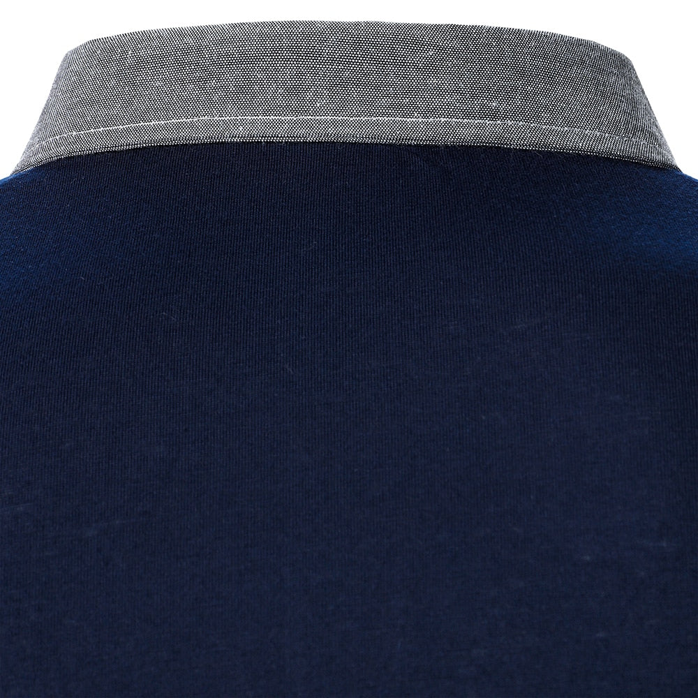 Long Sleeve Polo Shirt Striped Color Matching Solid Color Tops New Clothing Autumn