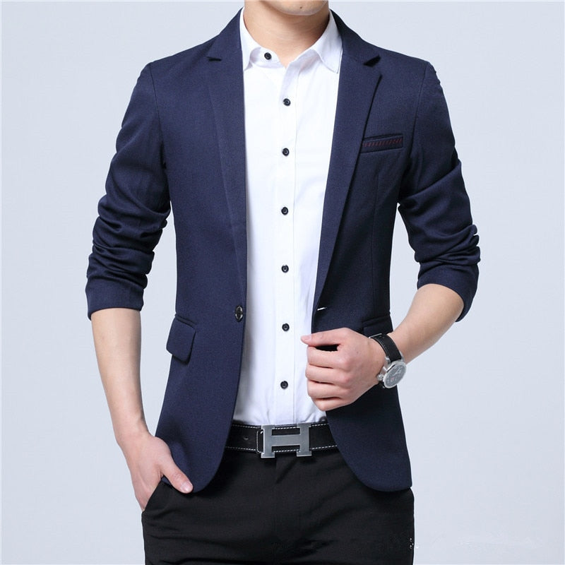 Fashion Spring and Autumn Casual Men Blazer Cotton Slim