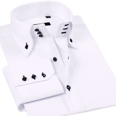 Casual Mens Dress Shirt Long Sleeve Luxury Button Up Silk Cotton Slim Fit Hand