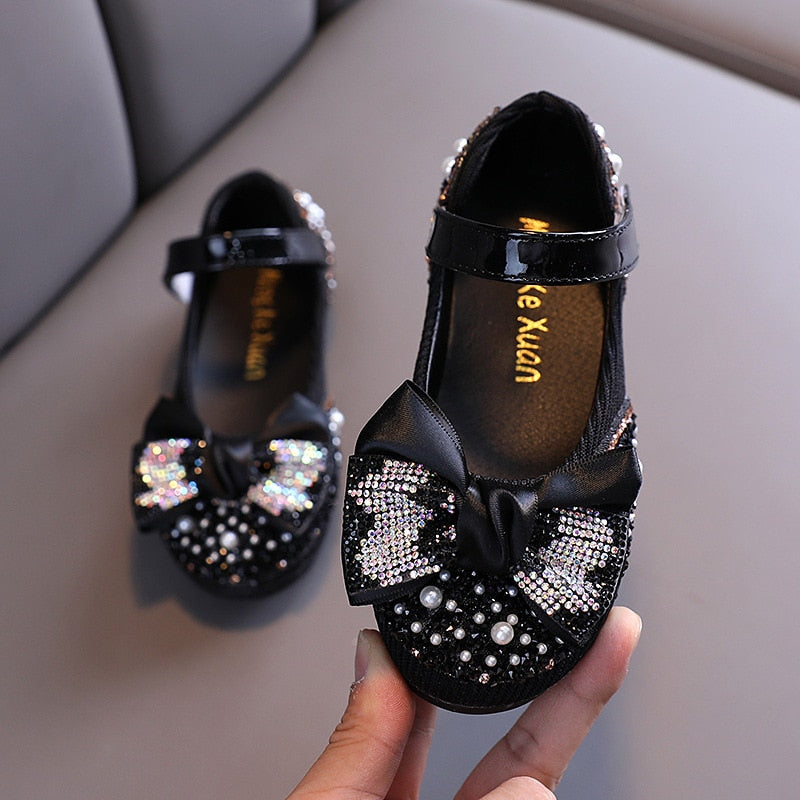 Yoliyolei Shiny Princess Kids Sandals Shoes Bowknot Spring Autumn Size 21-36