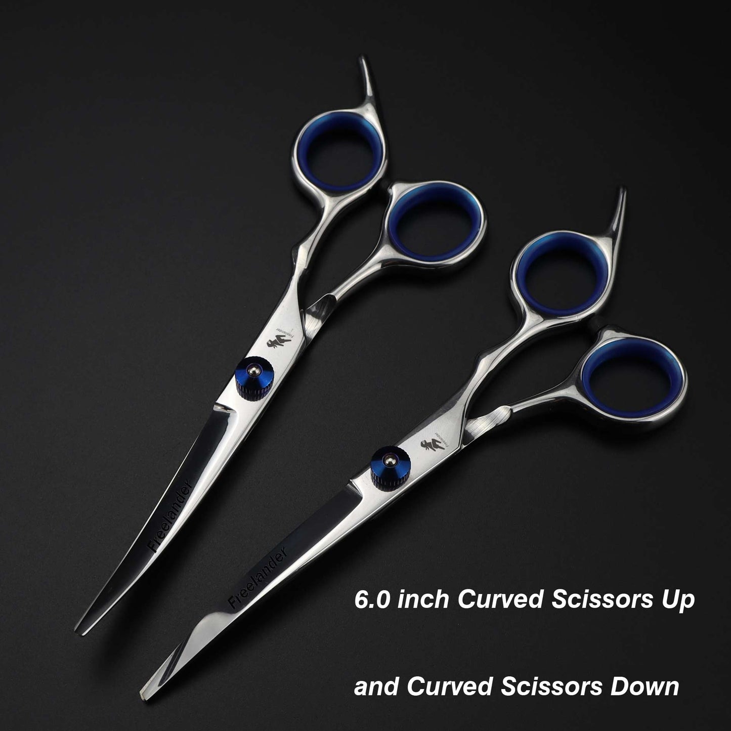 0inch blue  pet grooming scissors set straight cu
