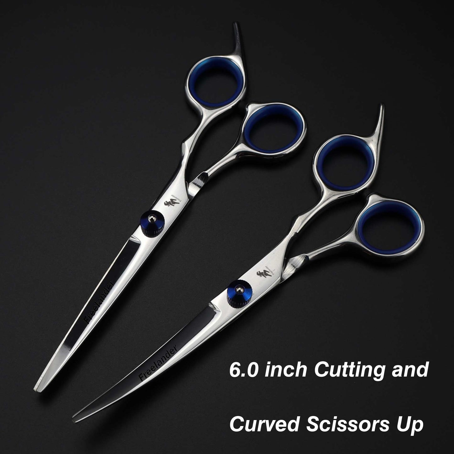 0inch blue  pet grooming scissors set straight cu