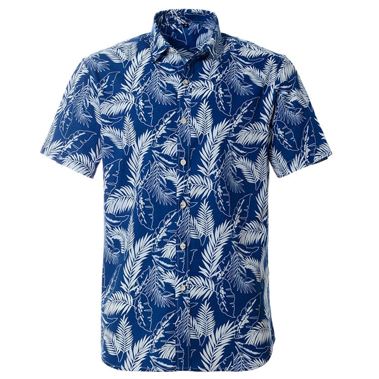 Summer Pure Cotton Mens Hawaiian Shirt Printed Short Sleeve Big Us Size Hawaii