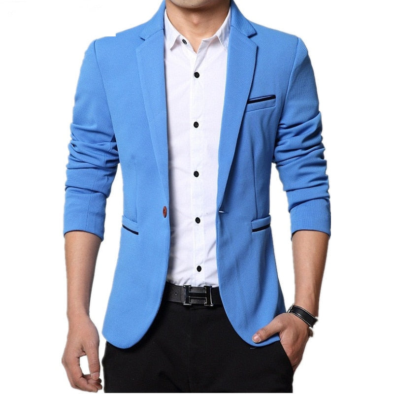 Fashion Spring and Autumn Casual Men Blazer Cotton Slim