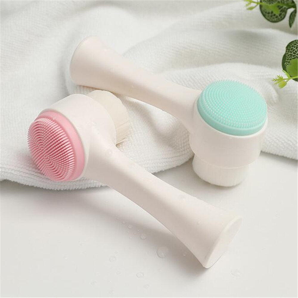 Double-sided Facial Cleansing Brush Silicone Face Skin Care Tool Facial Massage Cleanser