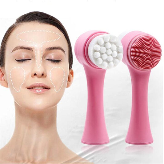 Double-sided Facial Cleansing Brush Silicone Face Skin Care Tool Facial Massage Cleanser