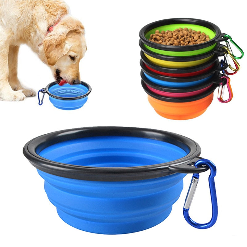 Silicone Dog Feeder Bowl With Carabiner Folding Cat Bowl Travel