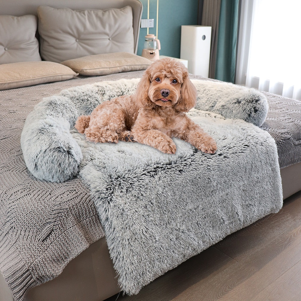 Washable Pet Sofa Dog Bed Calming Bed For Large Dogs Pad Blanket