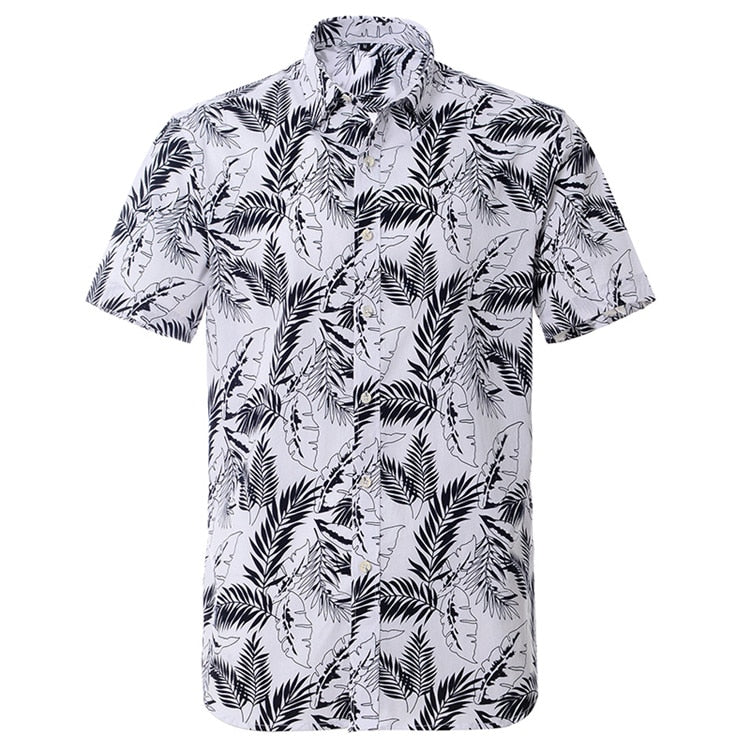 Summer Pure Cotton Mens Hawaiian Shirt Printed Short Sleeve Big Us Size Hawaii