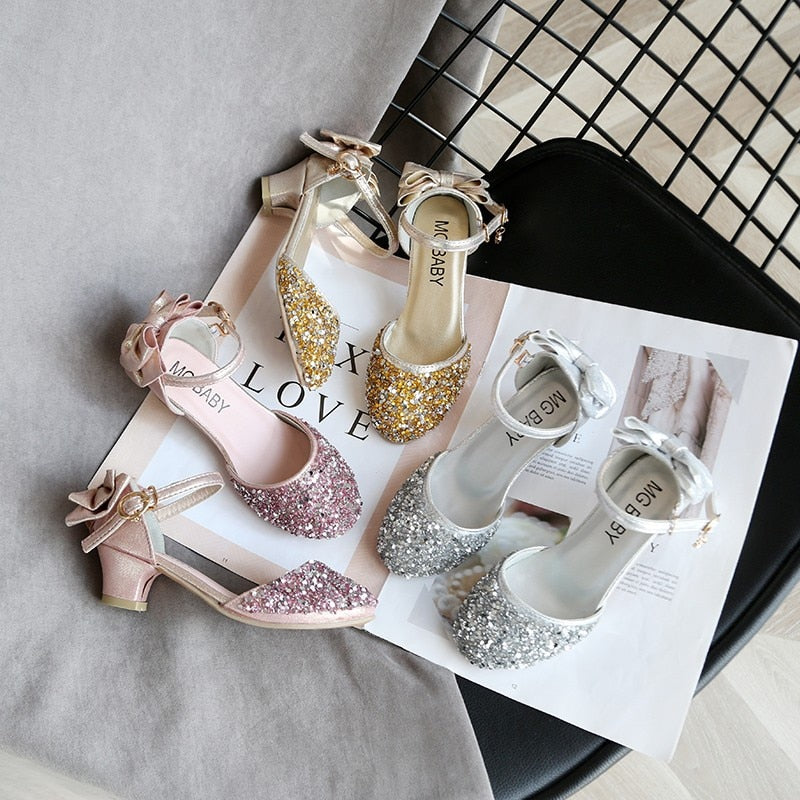 Sandals For Girls Children Fashion High Heels Kids Spring Summer Princess Party Shoes Casual