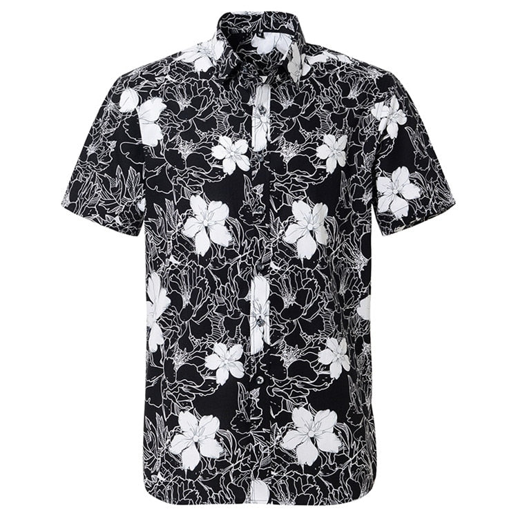 Summer Pure Cotton Mens Hawaiian Shirt Printed Short Sleeve Big Us Size Hawaii