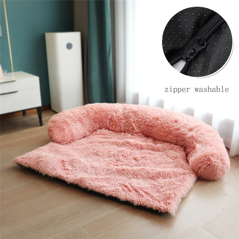 Washable Pet Sofa Dog Bed Calming Bed For Large Dogs Pad Blanket