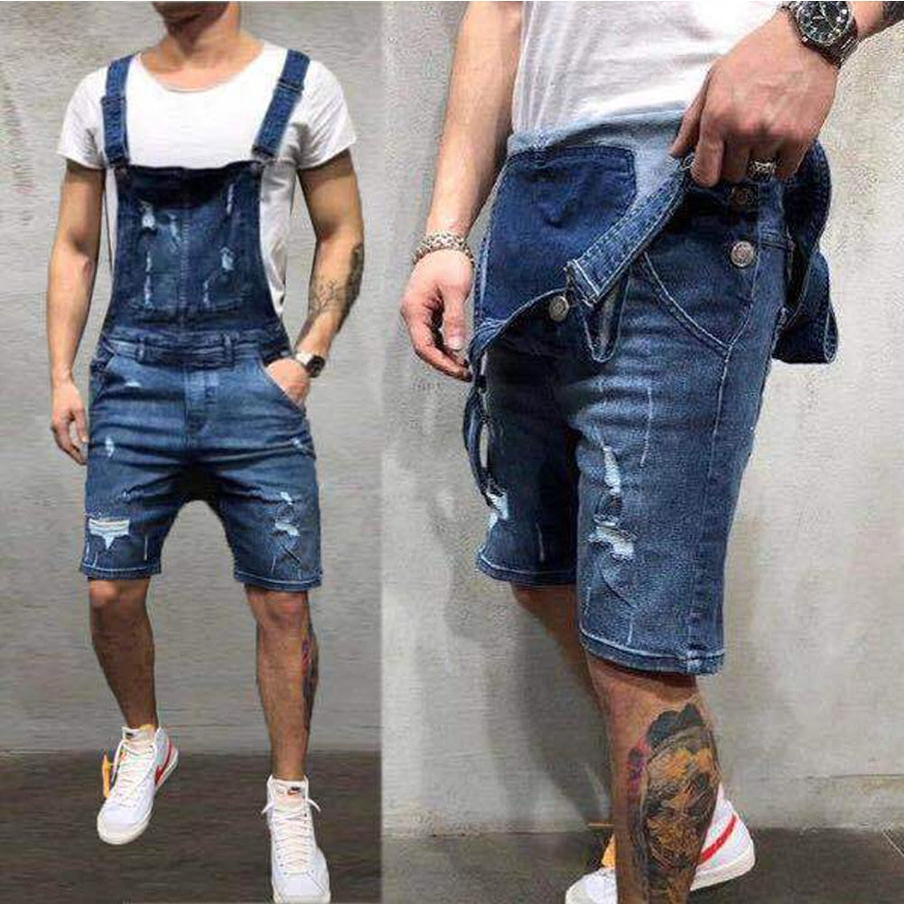 Overalls Baggy Jeans Shorts Jumpsuits Men Shorts Summer Clothing