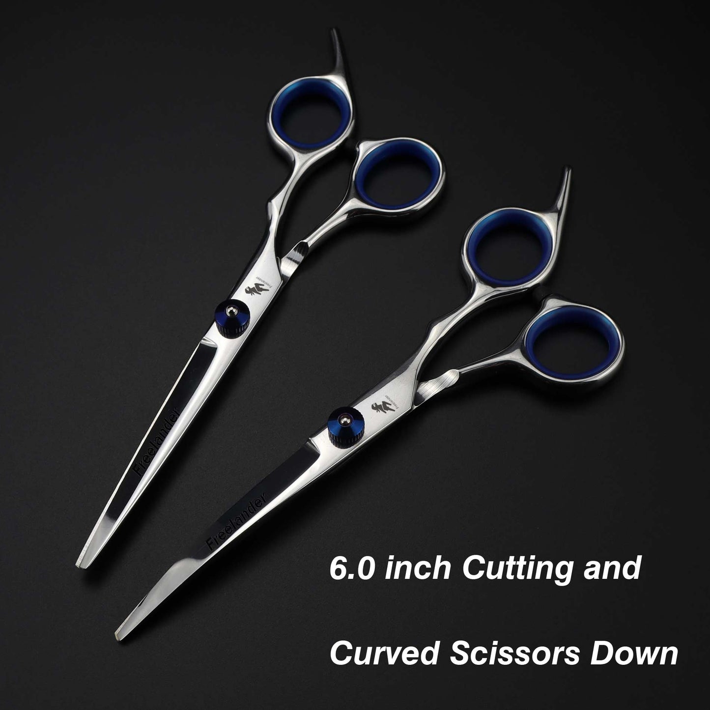 0inch blue  pet grooming scissors set straight cu