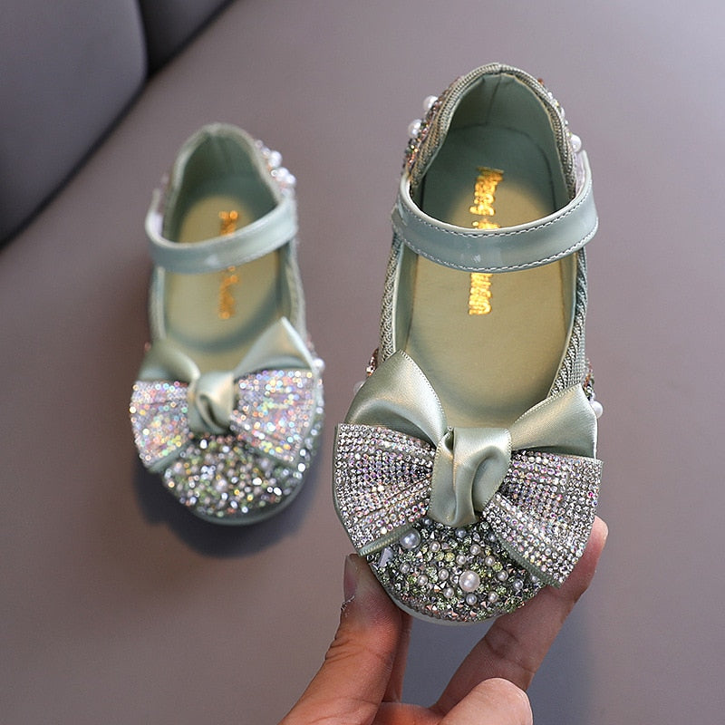 Yoliyolei Shiny Princess Kids Sandals Shoes Bowknot Spring Autumn Size 21-36