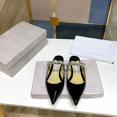 Rhinestone Sandals Women 2021 Summer Sandals Patent Leather