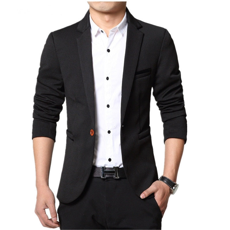 Fashion Spring and Autumn Casual Men Blazer Cotton Slim