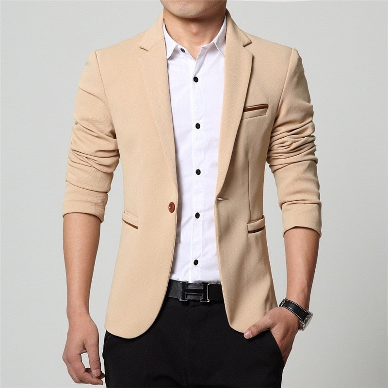 Fashion Spring and Autumn Casual Men Blazer Cotton Slim
