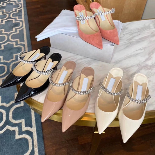 Rhinestone Sandals Women 2021 Summer Sandals Patent Leather