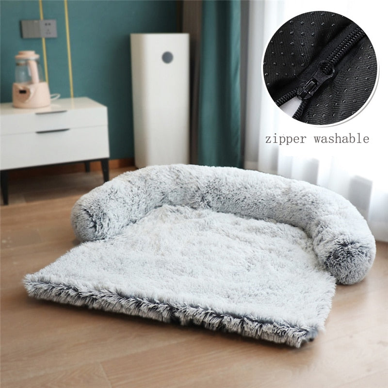 Washable Pet Sofa Dog Bed Calming Bed For Large Dogs Pad Blanket