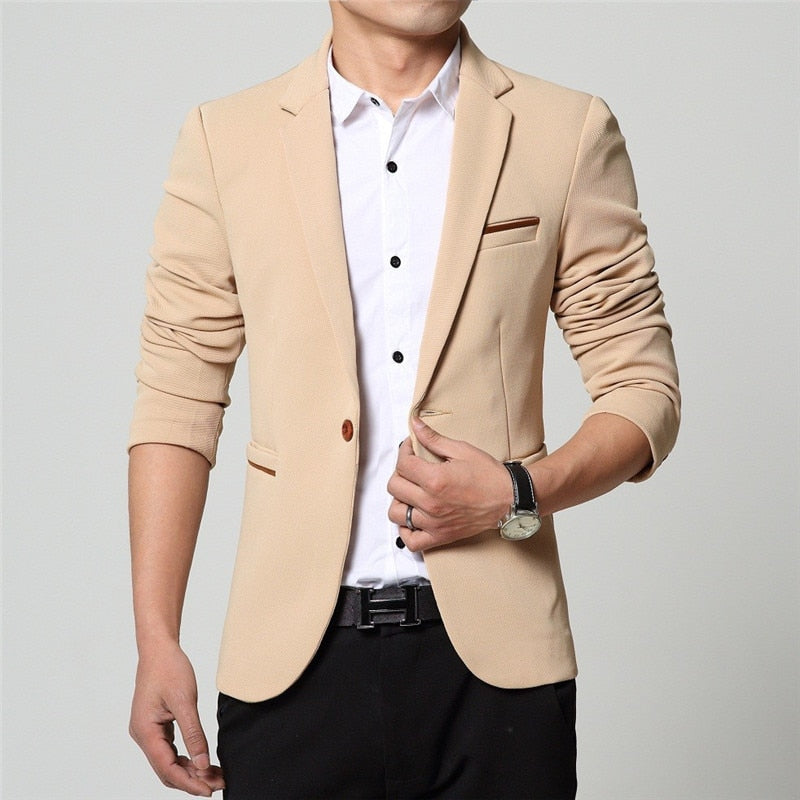 high quality Men Suit Single Button Leisure Blazers Jacket Men