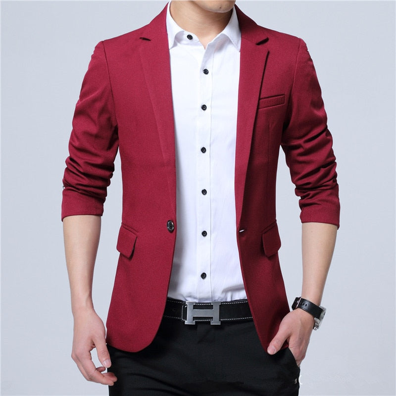 Fashion Spring and Autumn Casual Men Blazer Cotton Slim