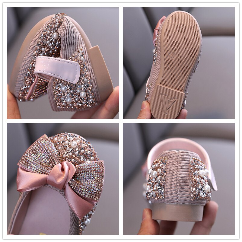 Yoliyolei Shiny Princess Kids Sandals Shoes Bowknot Spring Autumn Size 21-36