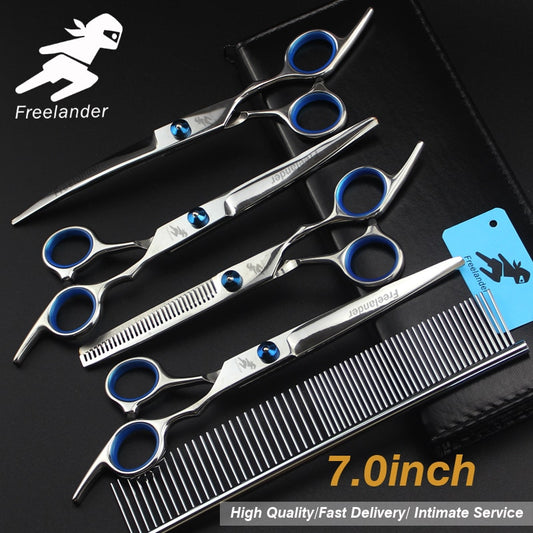 0inch blue  pet grooming scissors set straight cu