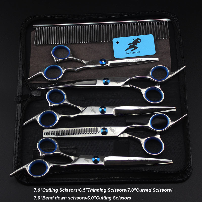 0inch blue  pet grooming scissors set straight cu