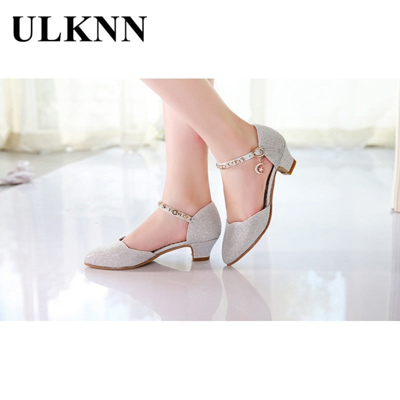 Princess Girls Sandals Kids Shoes For Girls Dress Shoes Little High Heel Glitter