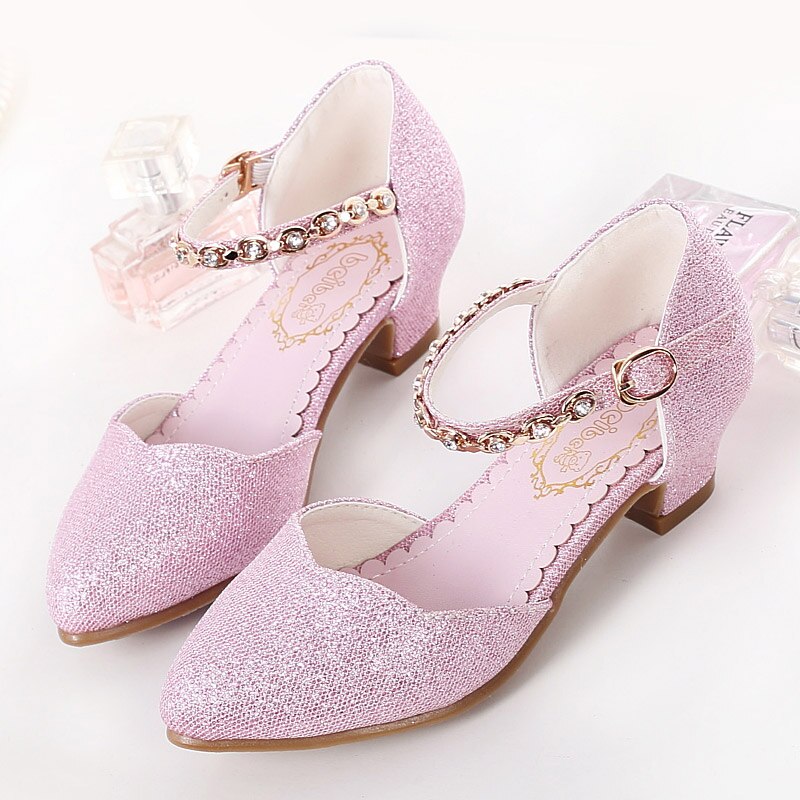 Princess Girls Sandals Kids Shoes For Girls Dress Shoes Little High Heel Glitter