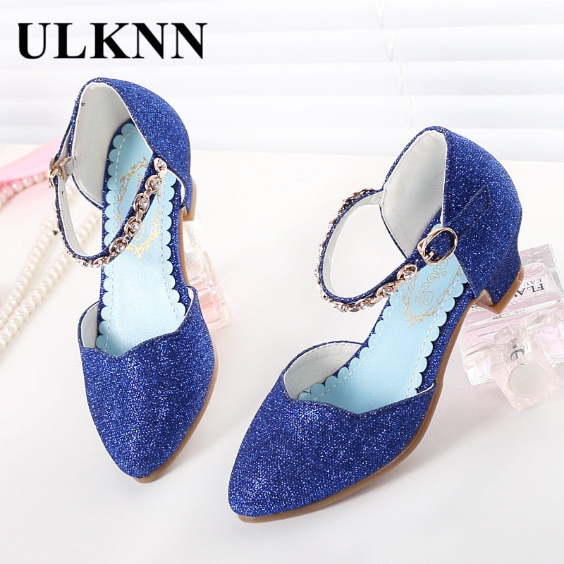 Princess Girls Sandals Kids Shoes For Girls Dress Shoes Little High Heel Glitter