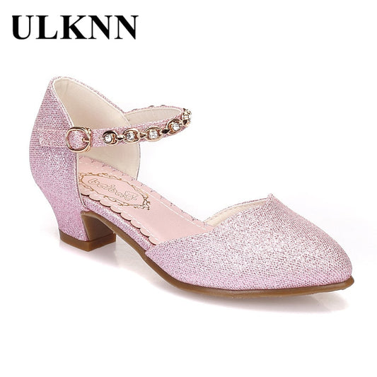 Princess Girls Sandals Kids Shoes For Girls Dress Shoes Little High Heel Glitter