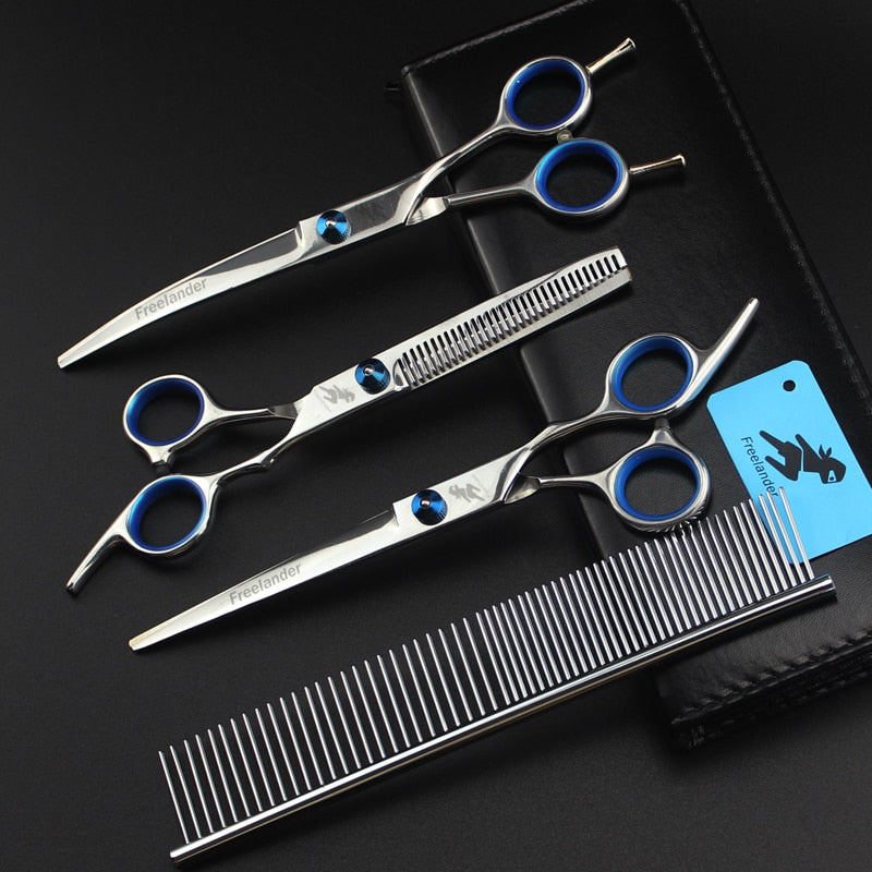 0inch blue  pet grooming scissors set straight cu