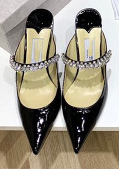 Rhinestone Sandals Women 2021 Summer Sandals Patent Leather