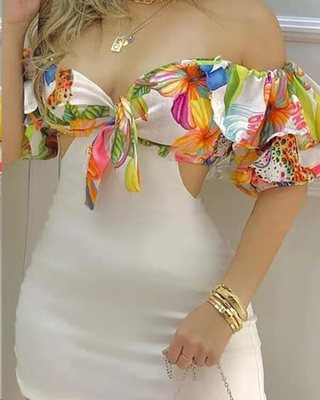 Fashion Holiday Floral Print Rompers&Playsuits