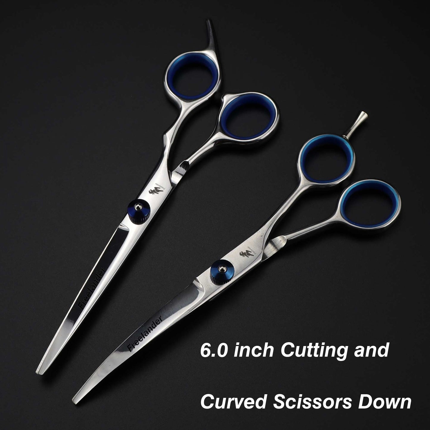 0inch blue  pet grooming scissors set straight cu