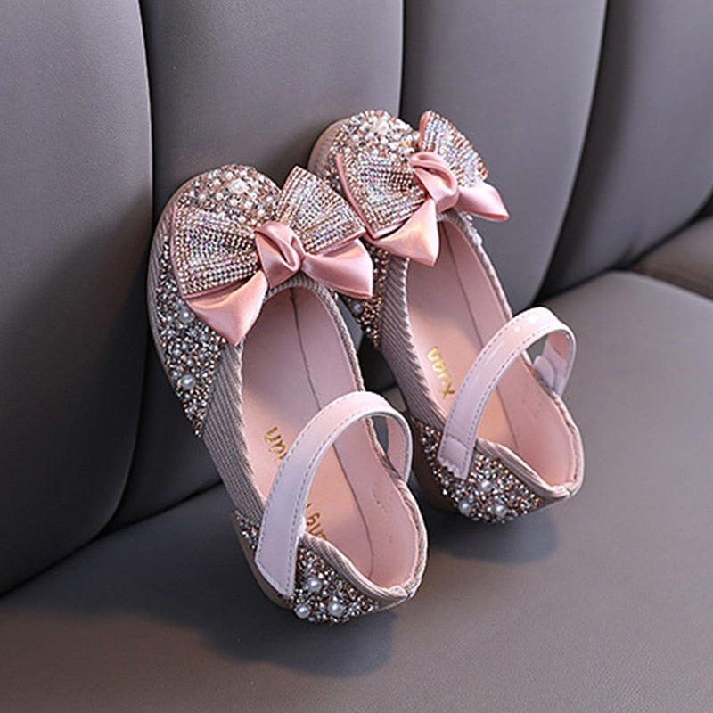 Yoliyolei Shiny Princess Kids Sandals Shoes Bowknot Spring Autumn Size 21-36
