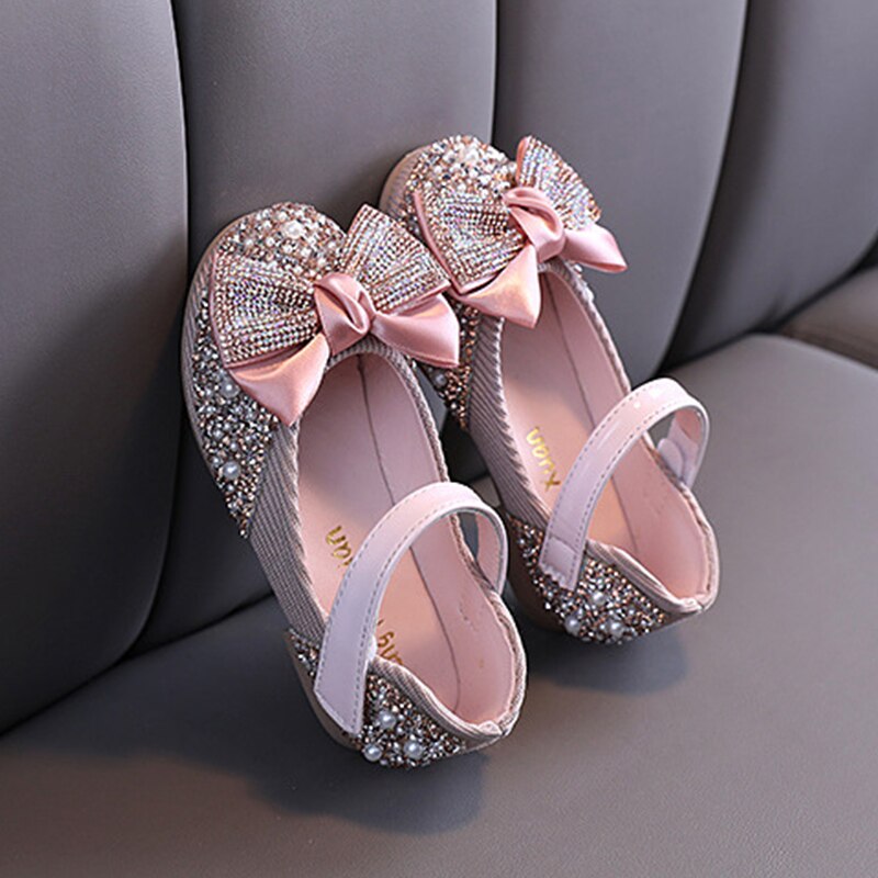 Yoliyolei Shiny Princess Kids Sandals Shoes Bowknot Spring Autumn Size 21-36