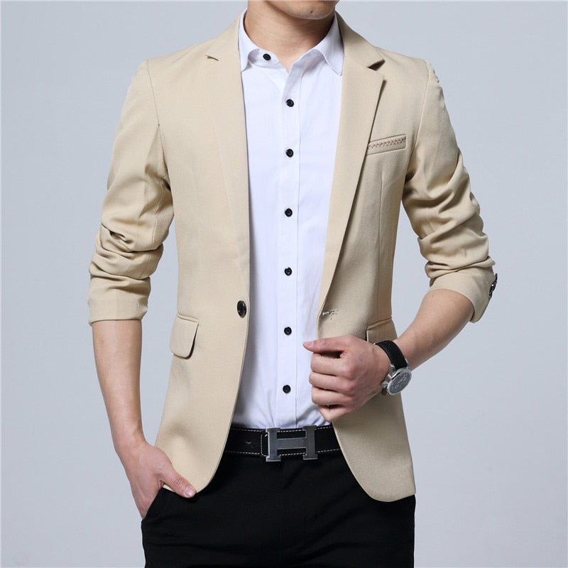 Fashion Spring and Autumn Casual Men Blazer Cotton Slim