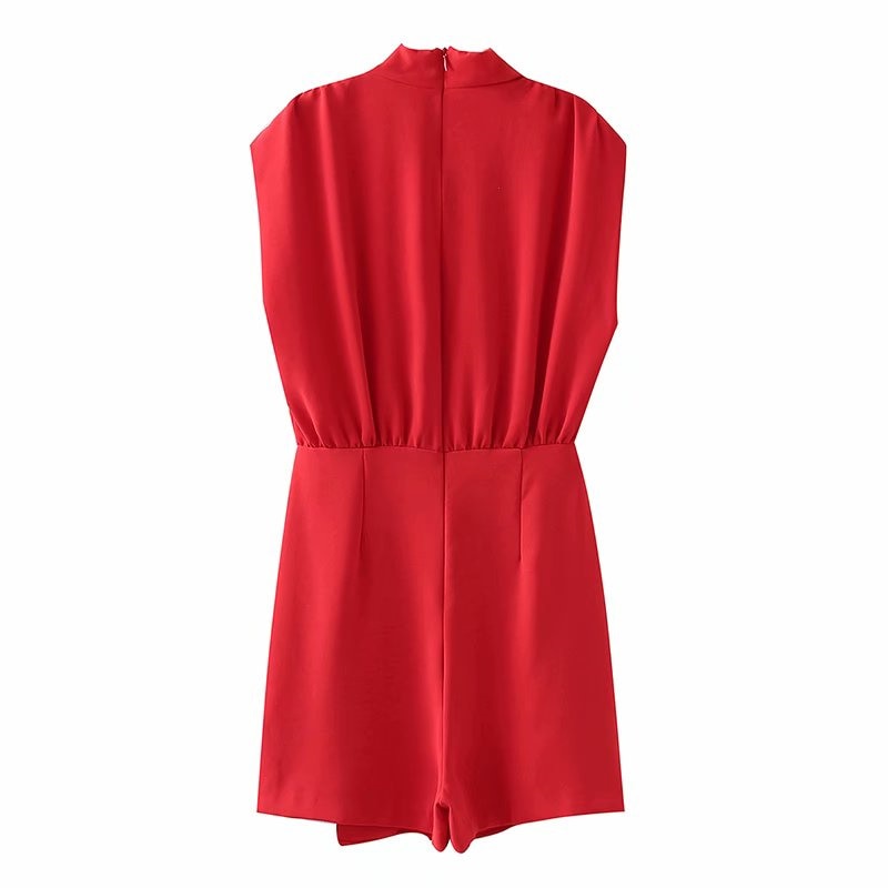 Women Turtleneck Sleeveless Playsuit 2021 Summer Fashion