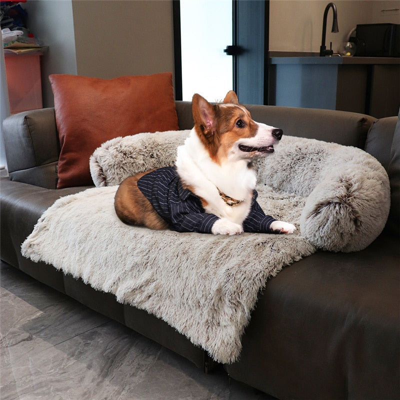 Washable Pet Sofa Dog Bed Calming Bed For Large Dogs Pad Blanket