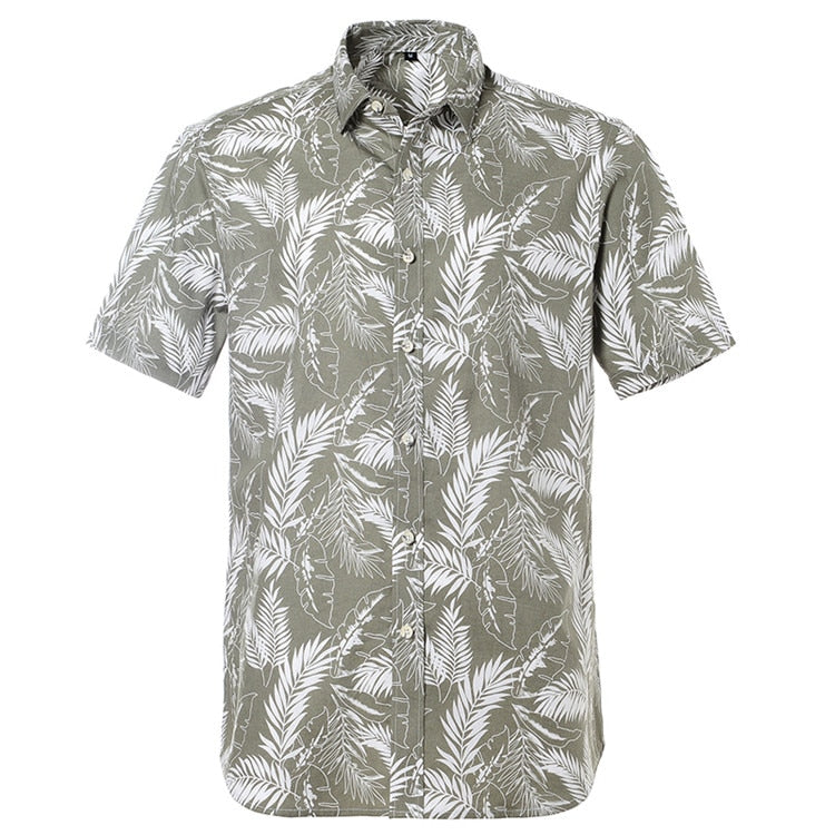 Summer Pure Cotton Mens Hawaiian Shirt Printed Short Sleeve Big Us Size Hawaii
