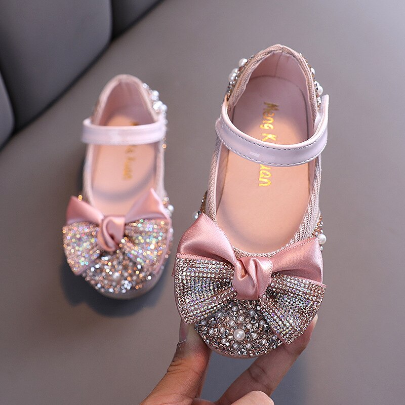 Yoliyolei Shiny Princess Kids Sandals Shoes Bowknot Spring Autumn Size 21-36