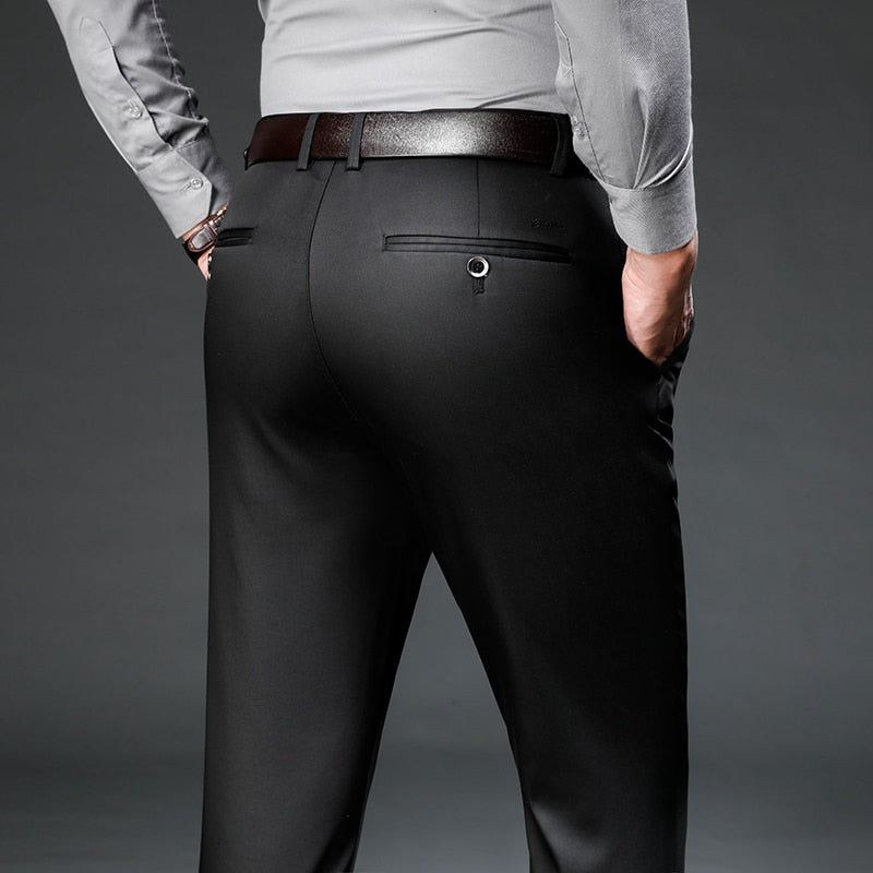 SHAN BAO 2021 winter brand fleece thick warm fit straight trousers business casual