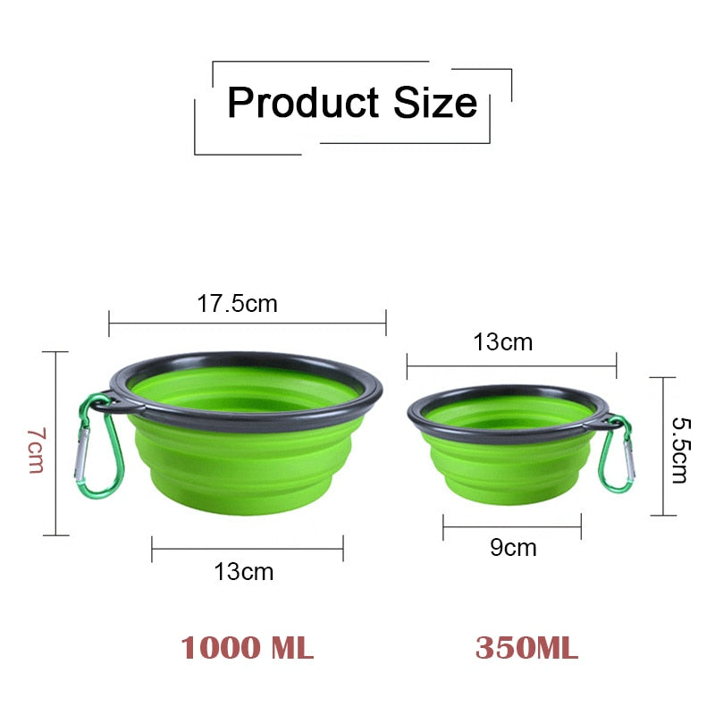 Silicone Dog Feeder Bowl With Carabiner Folding Cat Bowl Travel