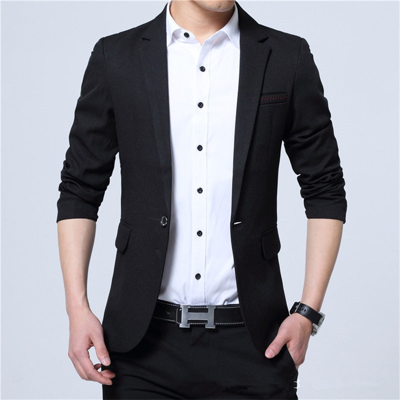 Fashion Spring and Autumn Casual Men Blazer Cotton Slim